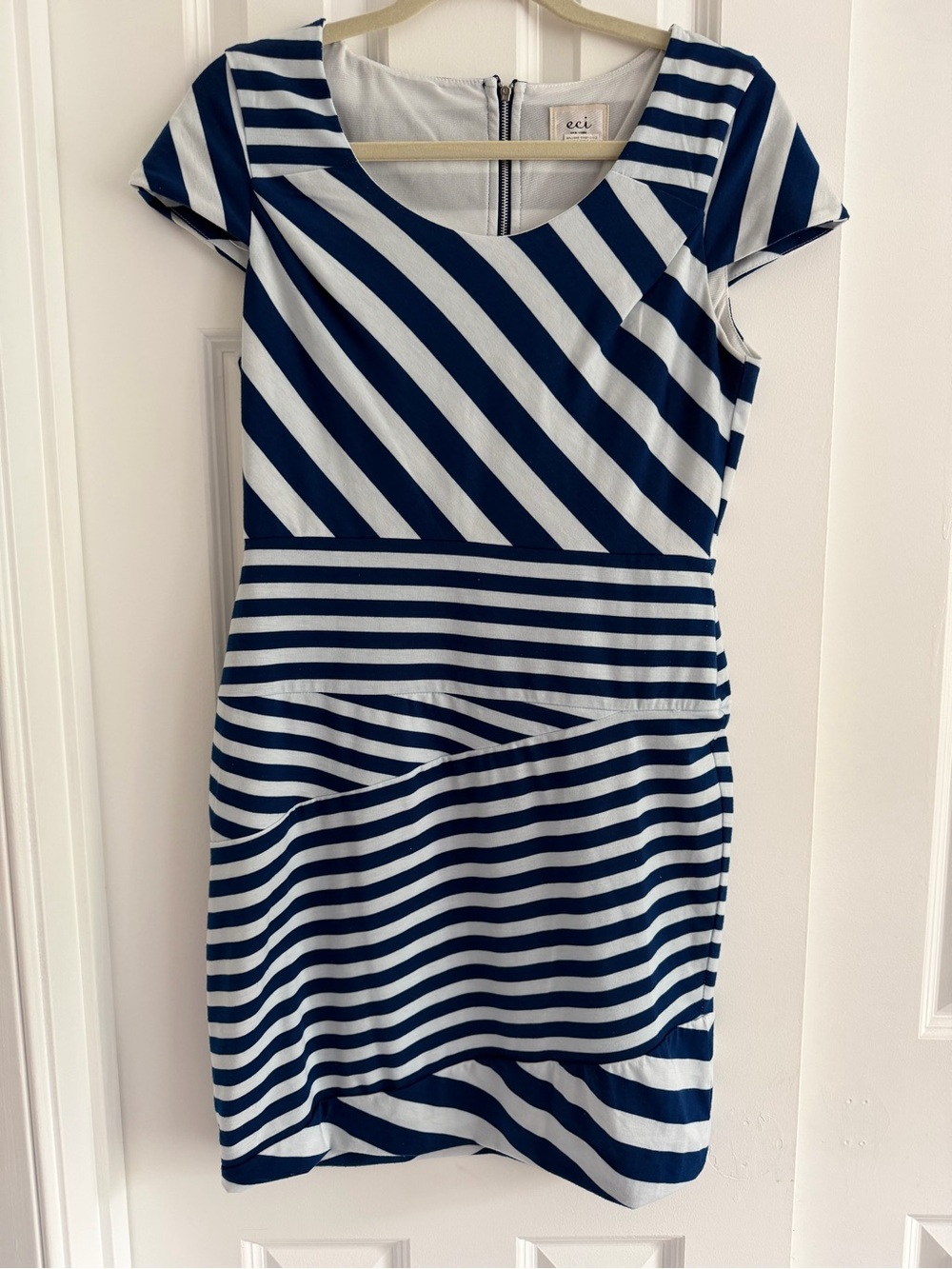 ECI Navy and White Striped Mini Dress Sz M